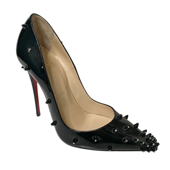 Christian Louboutin Shoes - Christian Louboutin Diamond Spike 120 Pump EU 36 US 6 Black Patent Crystal Heels